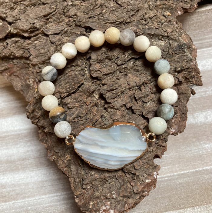Sea Witch Bracelet | Chunky Amazonite, Crazy Lace Agate Sunstone | 10 mm |  Spiritual Junkies | Yoga | Mala Beads