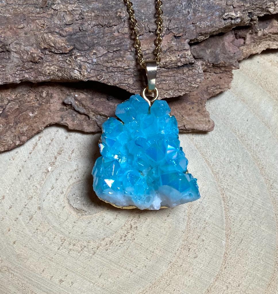 Aqua aura and moonstone necklace - Jewelry